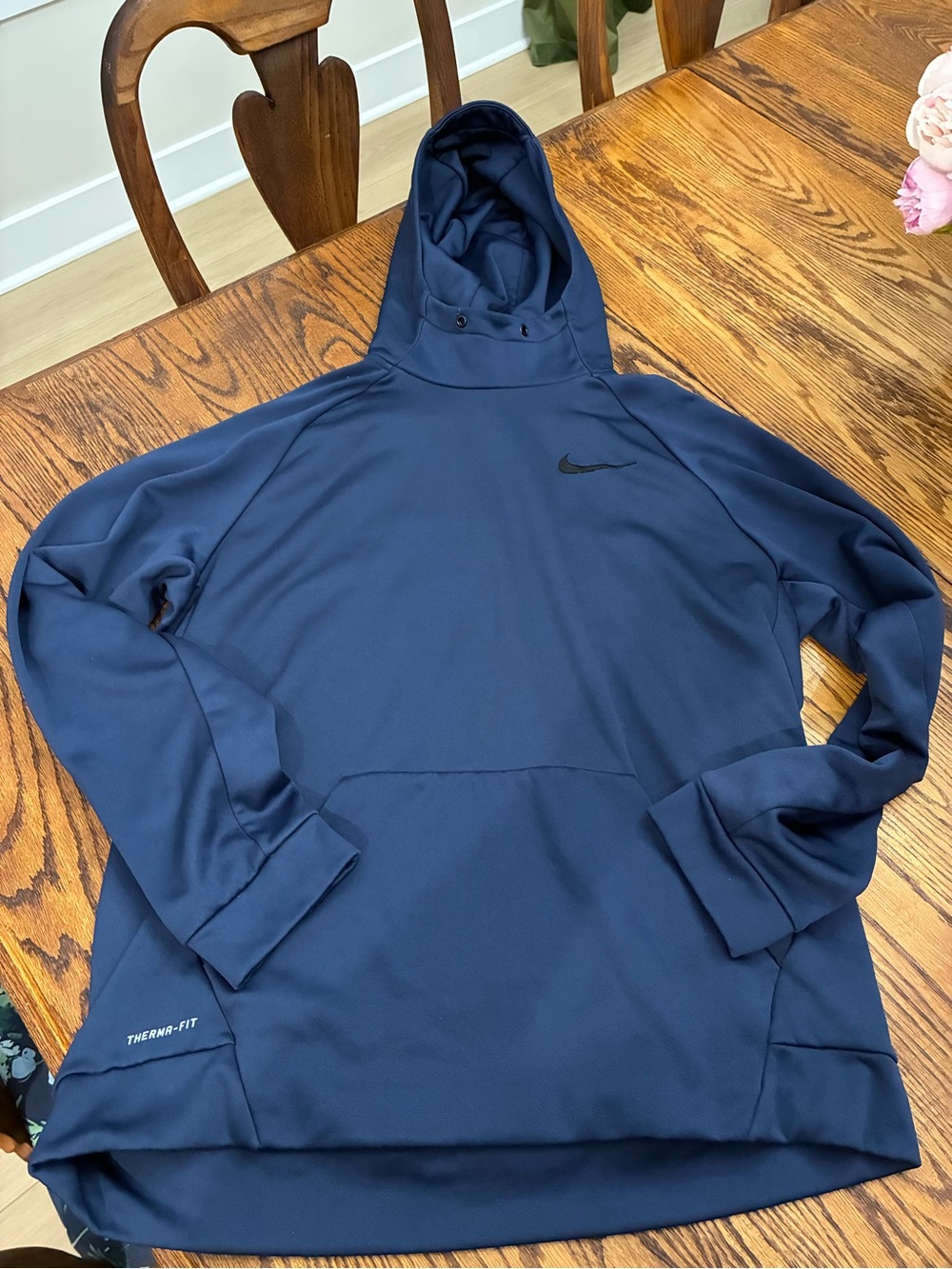 Nike Navy Blue Hooded Therma-FIT Pullover hoodie with pockets